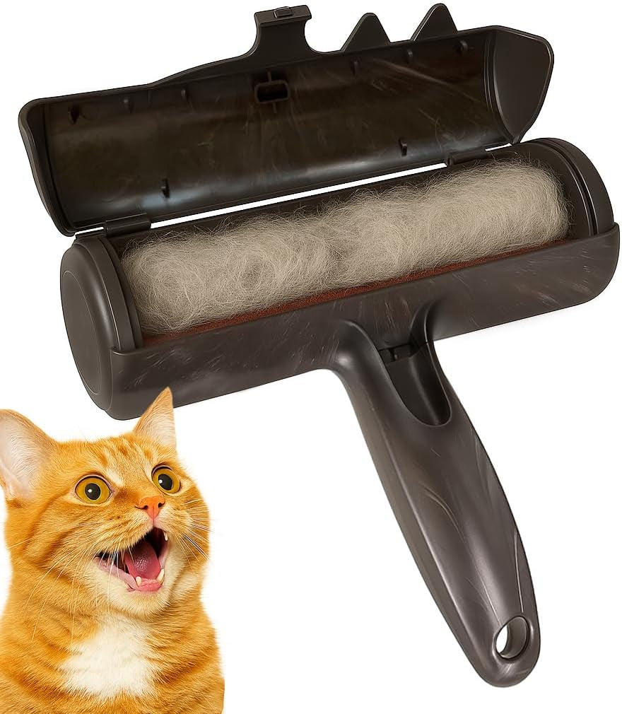 Pet Hair Remover Roller - Self-Cleaning Lint Roller for Dogs and Cats - Effective on Furniture, Carpets, Bedding, and Clothing - Grey