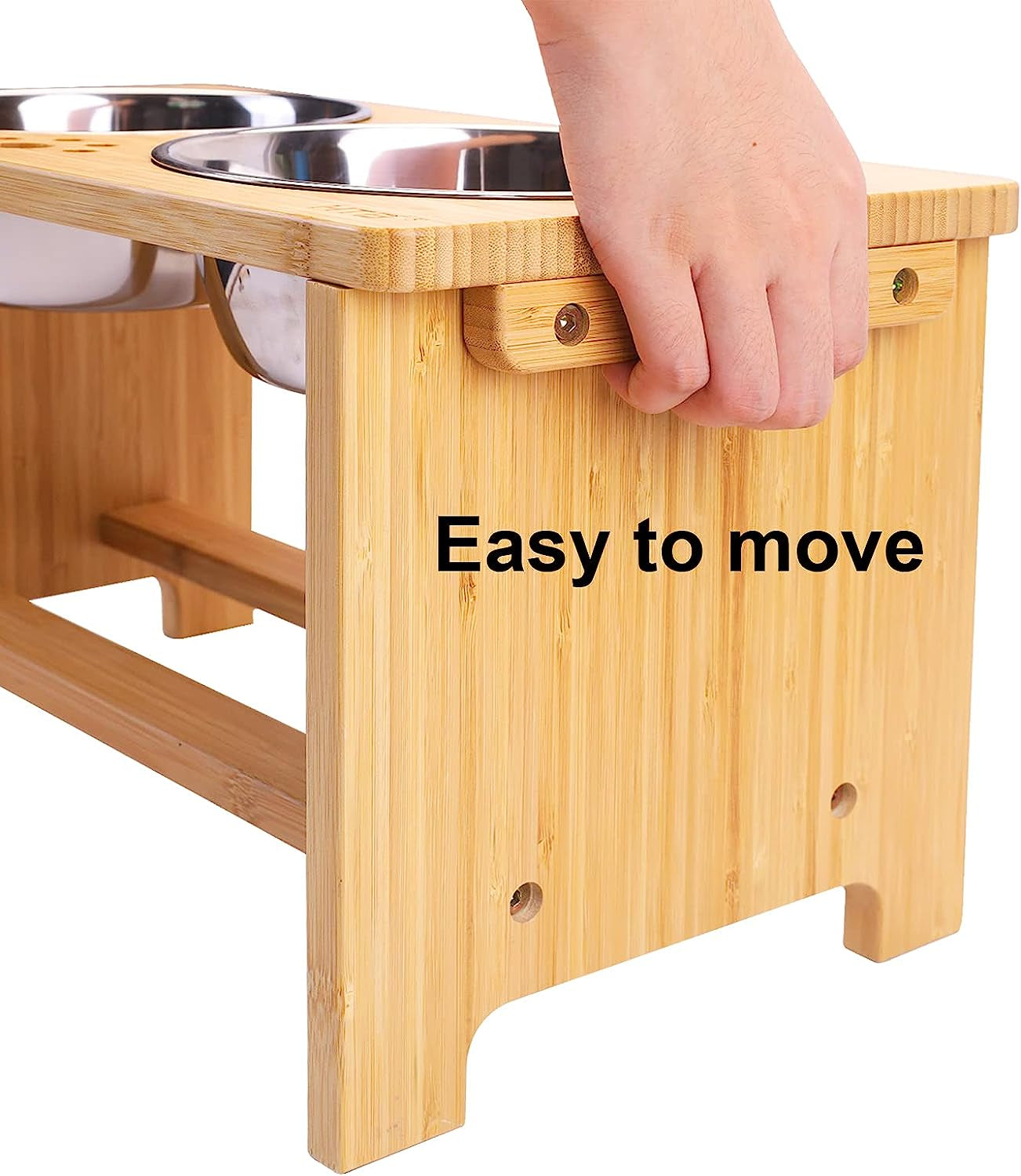 Elevated Dog Bowl Stand with Two Stainless Steel Bowls for Small, Medium, and Large Dogs