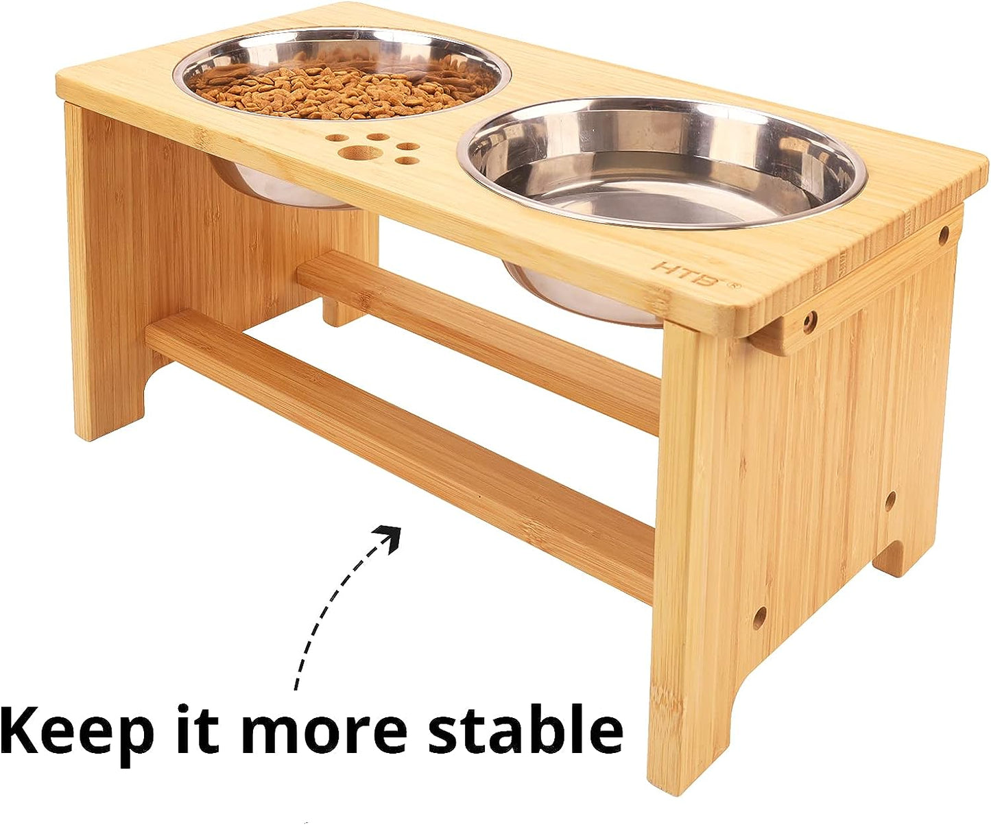 Elevated Dog Bowl Stand with Two Stainless Steel Bowls for Small, Medium, and Large Dogs