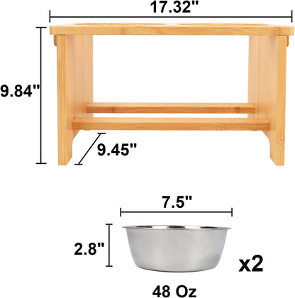 Elevated Dog Bowl Stand with Two Stainless Steel Bowls for Small, Medium, and Large Dogs