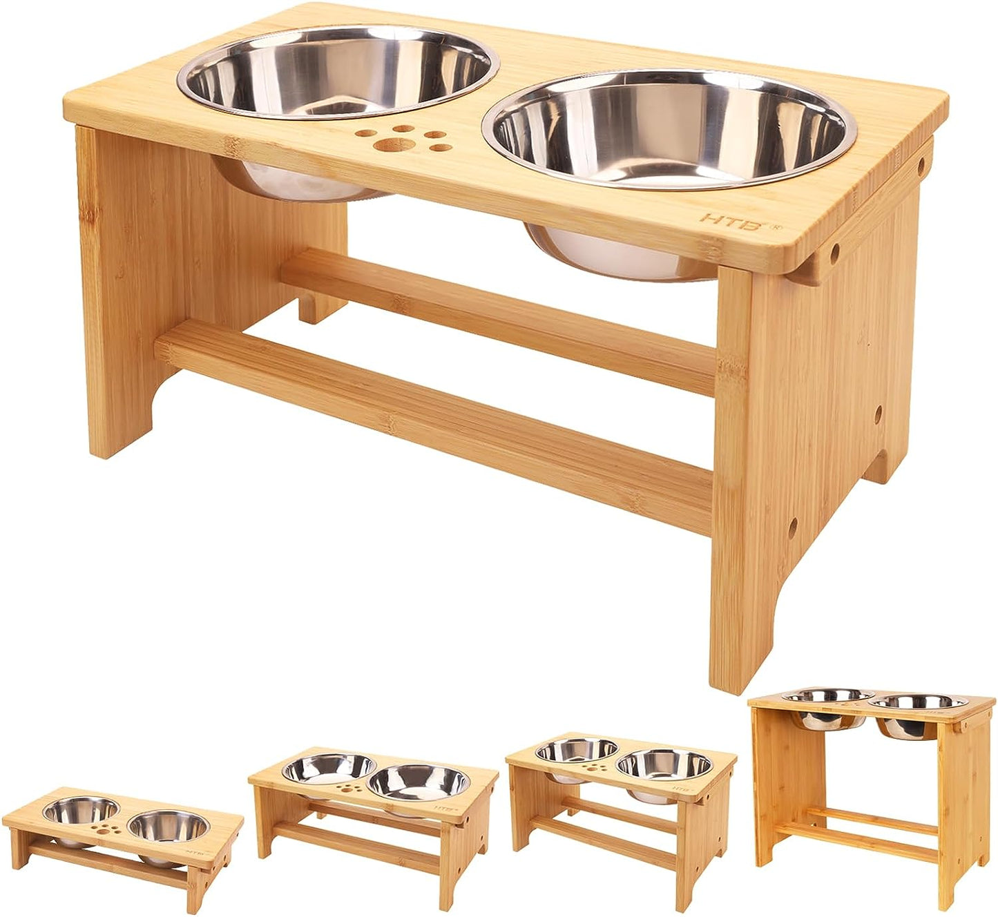 Elevated Dog Bowl Stand with Two Stainless Steel Bowls for Small, Medium, and Large Dogs